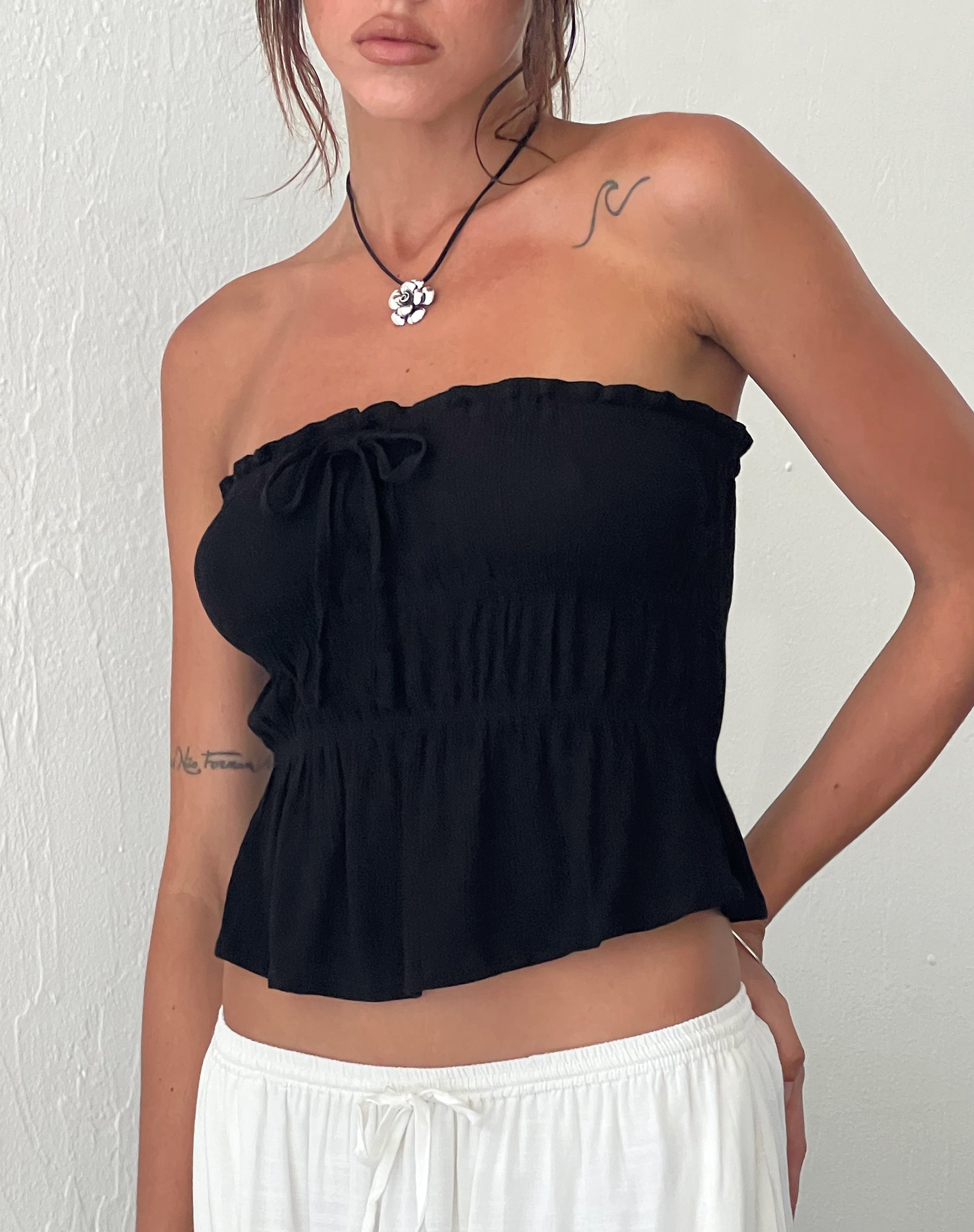Afbeelding van Cove Bandeau Top in Crinkle Black