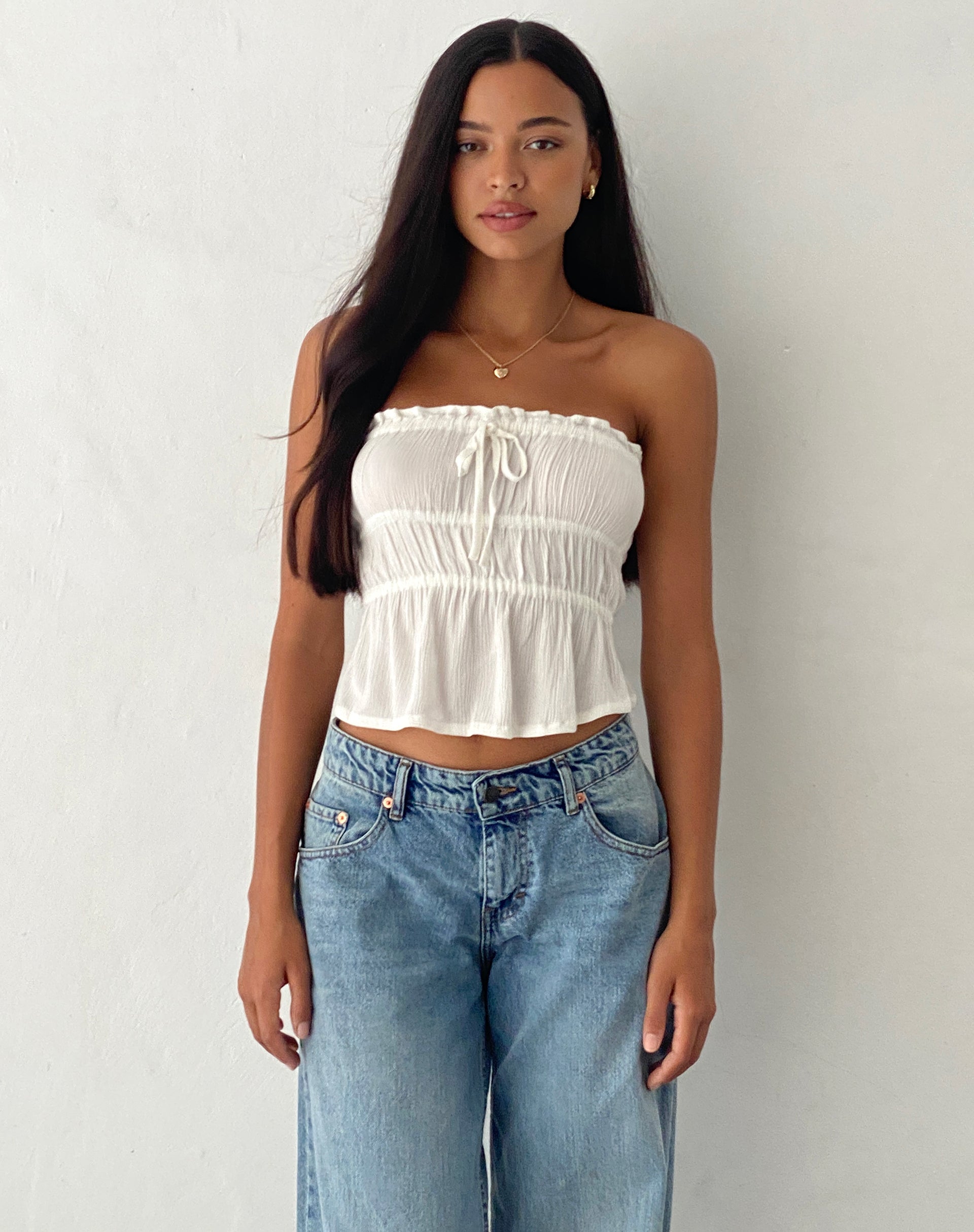 Afbeelding van Cove Bandeau Top in Crinkle Off White