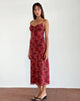 Afbeelding van Coya Midi Dress in Fairy Floral Burgundy Flock