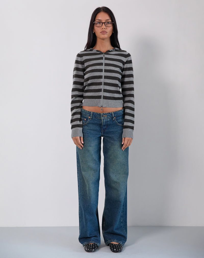 Afbeelding van Cozyra Hooded Jacket in Stripe Grey
