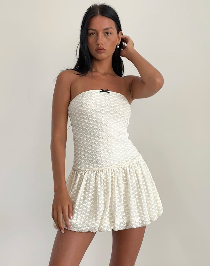 Cryolan Bandeau Mini Jurk in Ivoor Hart Kant