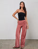 Afbeelding van Cursa broek met riem in linnen Toscaans rood
