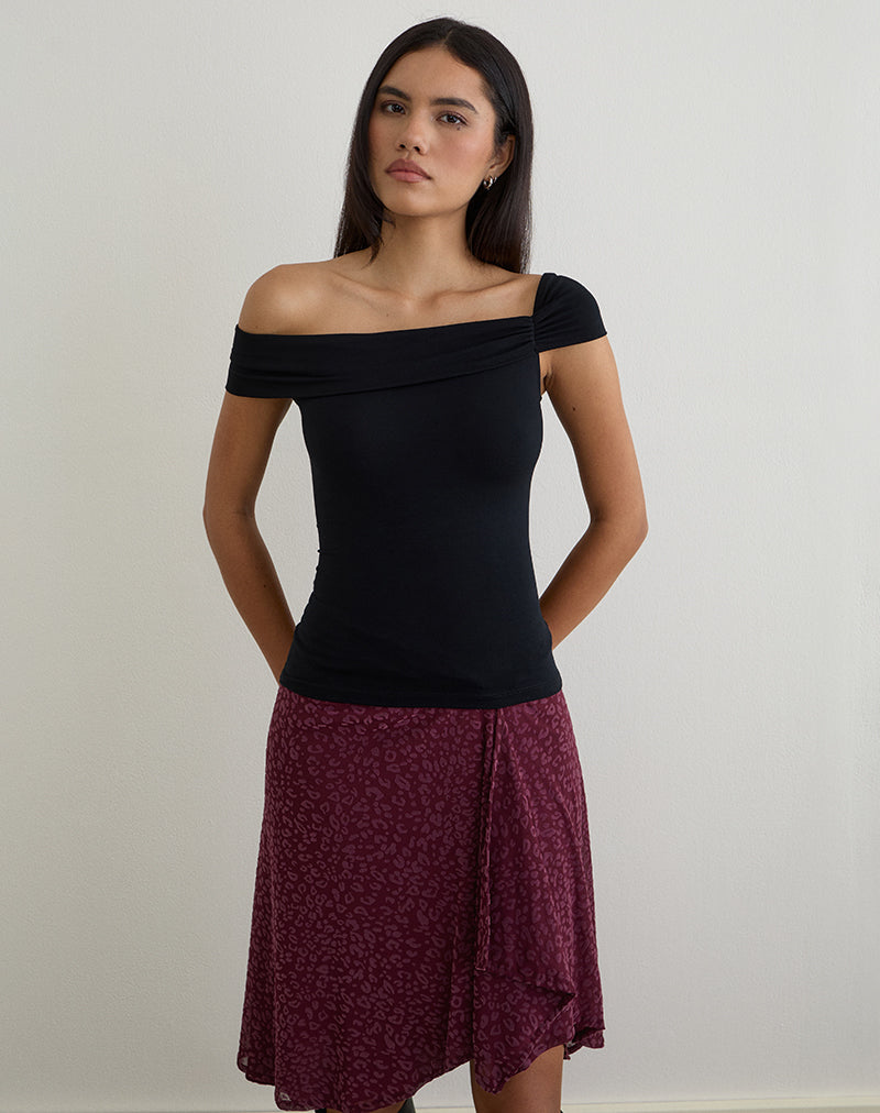 Afbeelding van Cuthbe One Shoulder Twist Top in Zwart
