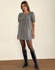 Afbeelding van Cybera Mini Dress in Tonal Gingham Zwart en Grijs