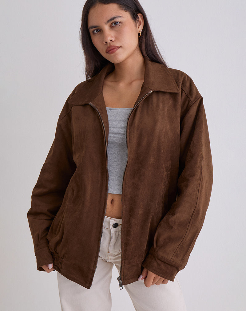 Cavita Jas in Faux Suède Bruin