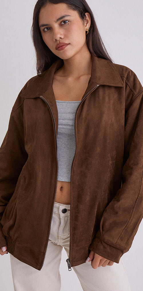 Afbeelding van Cavita Jas in Faux Suede Bruin