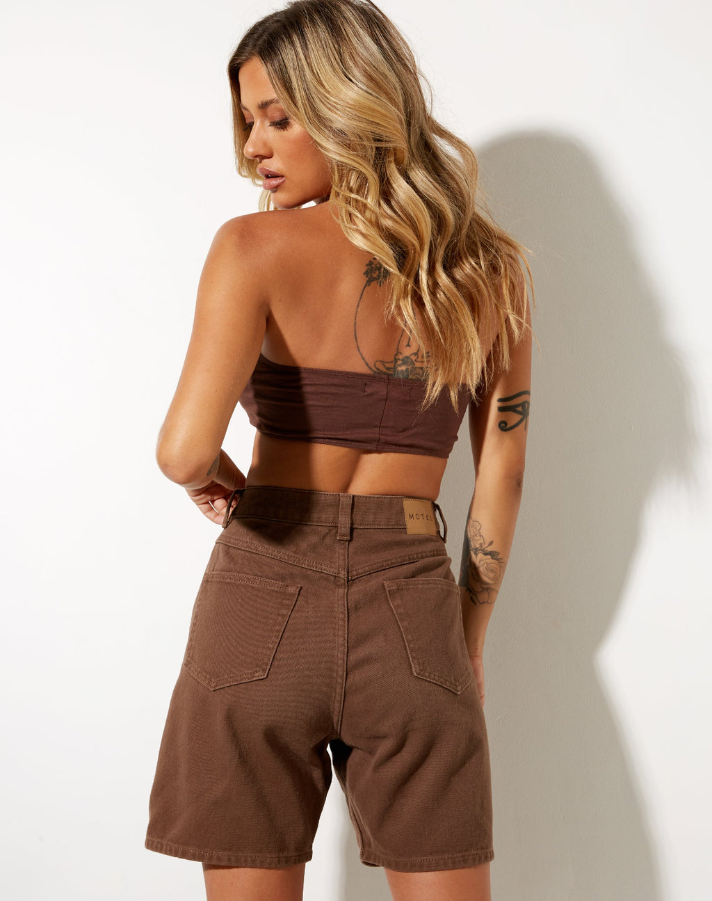 Denim Shorts in Rich Brown