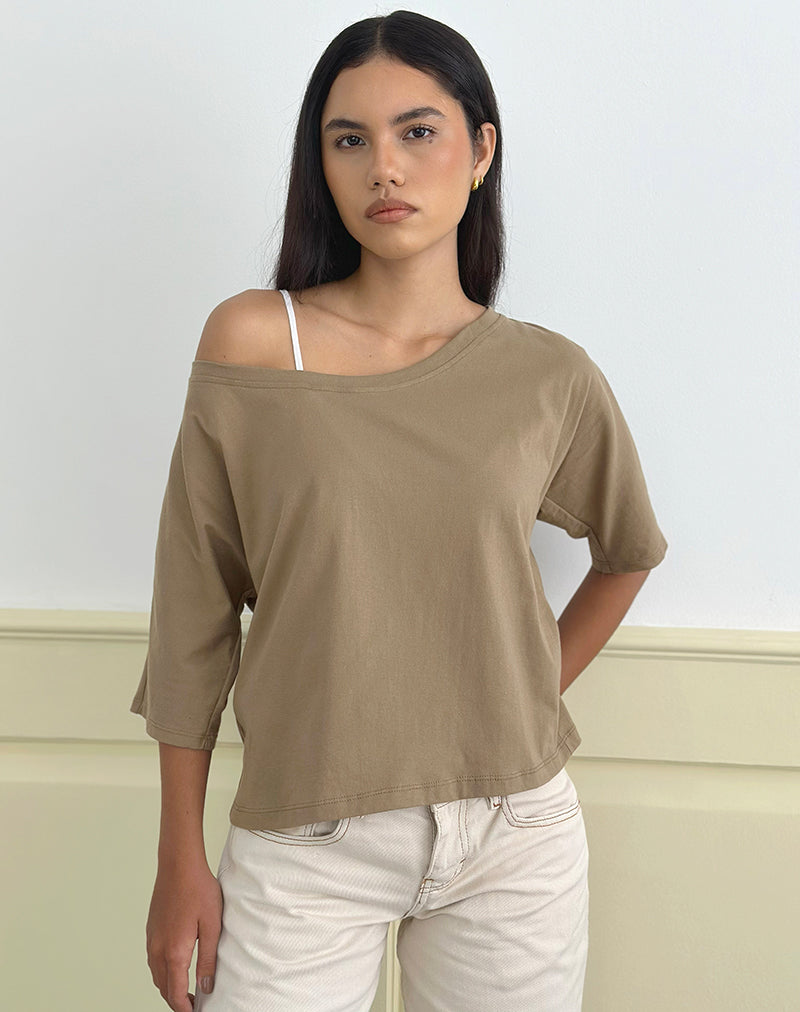 Afbeelding van Daimin Off the Shoulder Top in Jersey Khaki