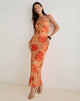 Afbeelding van Dalesio Maxi Dress in aquarel Hibiscus Oranje