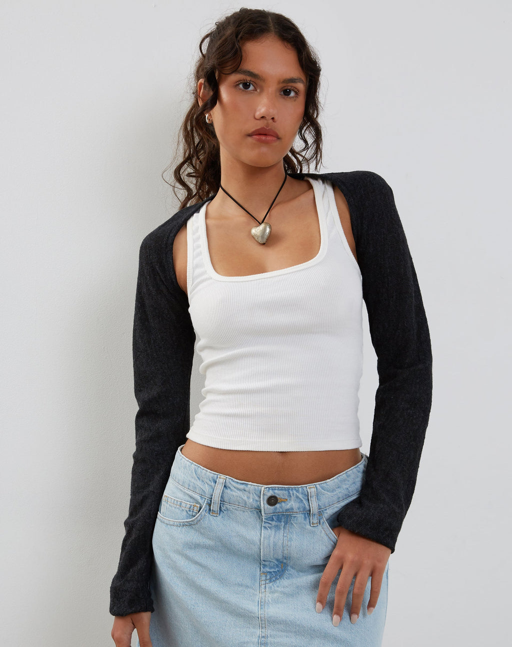 Dalika Gebreide Shrug Top in Zwart