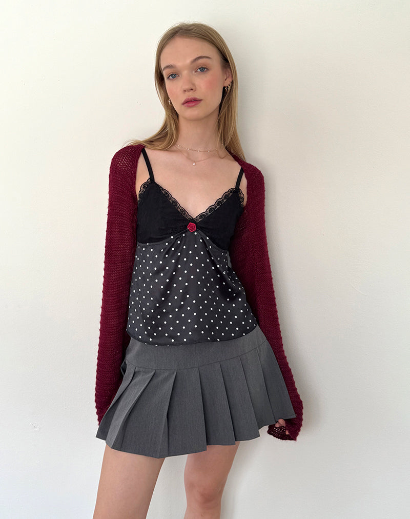Dalinda Cami Top in Zwart Polka Dot Satijn