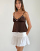 Afbeelding van Dalinda Cami Top in Bruin met Roze Rozet