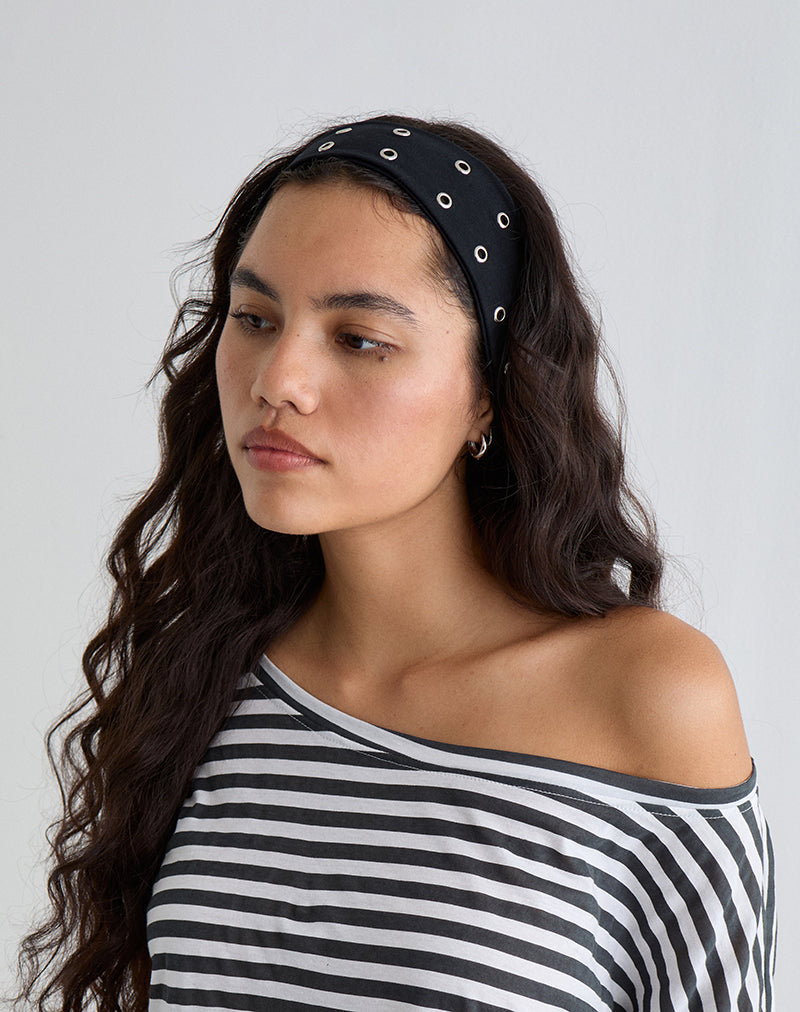 Eyelet Hoofdband in Zwart