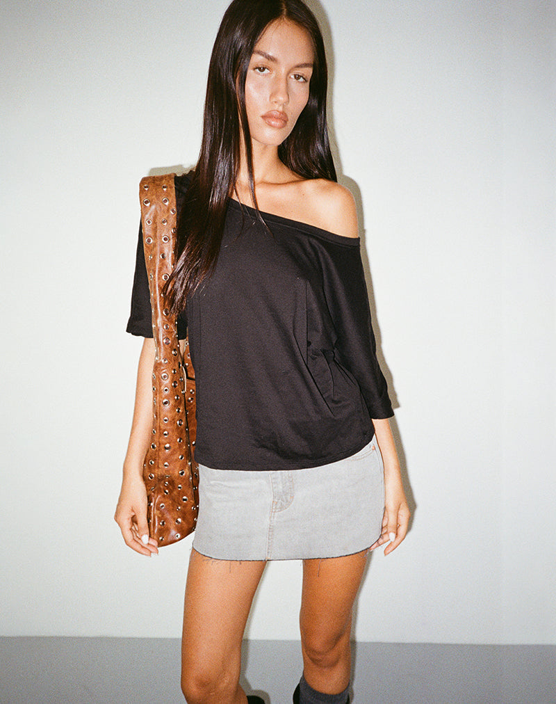 Afbeelding van Daman Off-The-Shoulder Basic Top in Zwart
