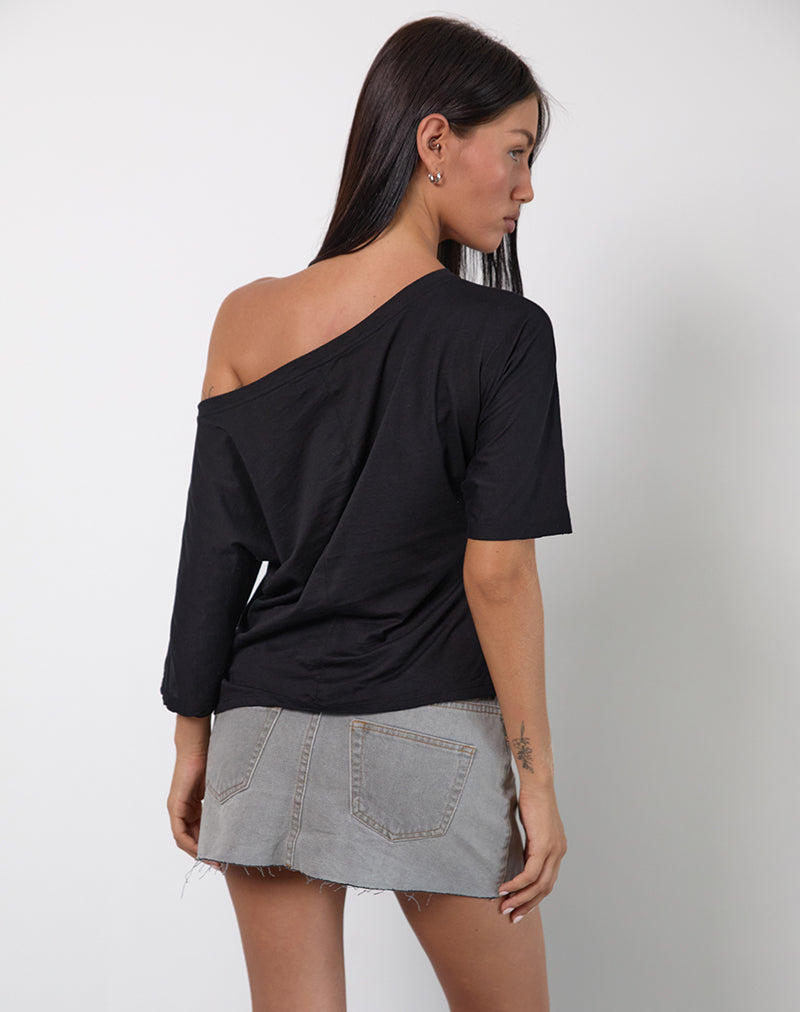 Afbeelding van Daman Off-The-Shoulder Basic Top in Zwart