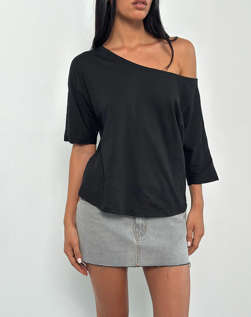 Afbeelding van Daman Off-The-Shoulder Basic Top in Zwart