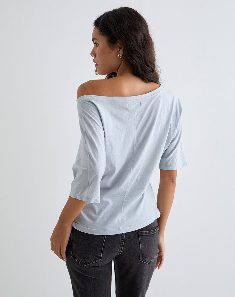 Afbeelding van Daman Off-The-Shoulder Basic Top in Light Steel