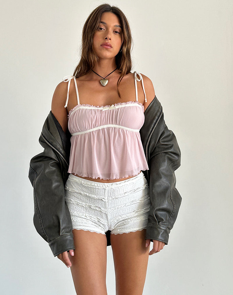 Damaris Cami Top in Roze met Ivory Binding