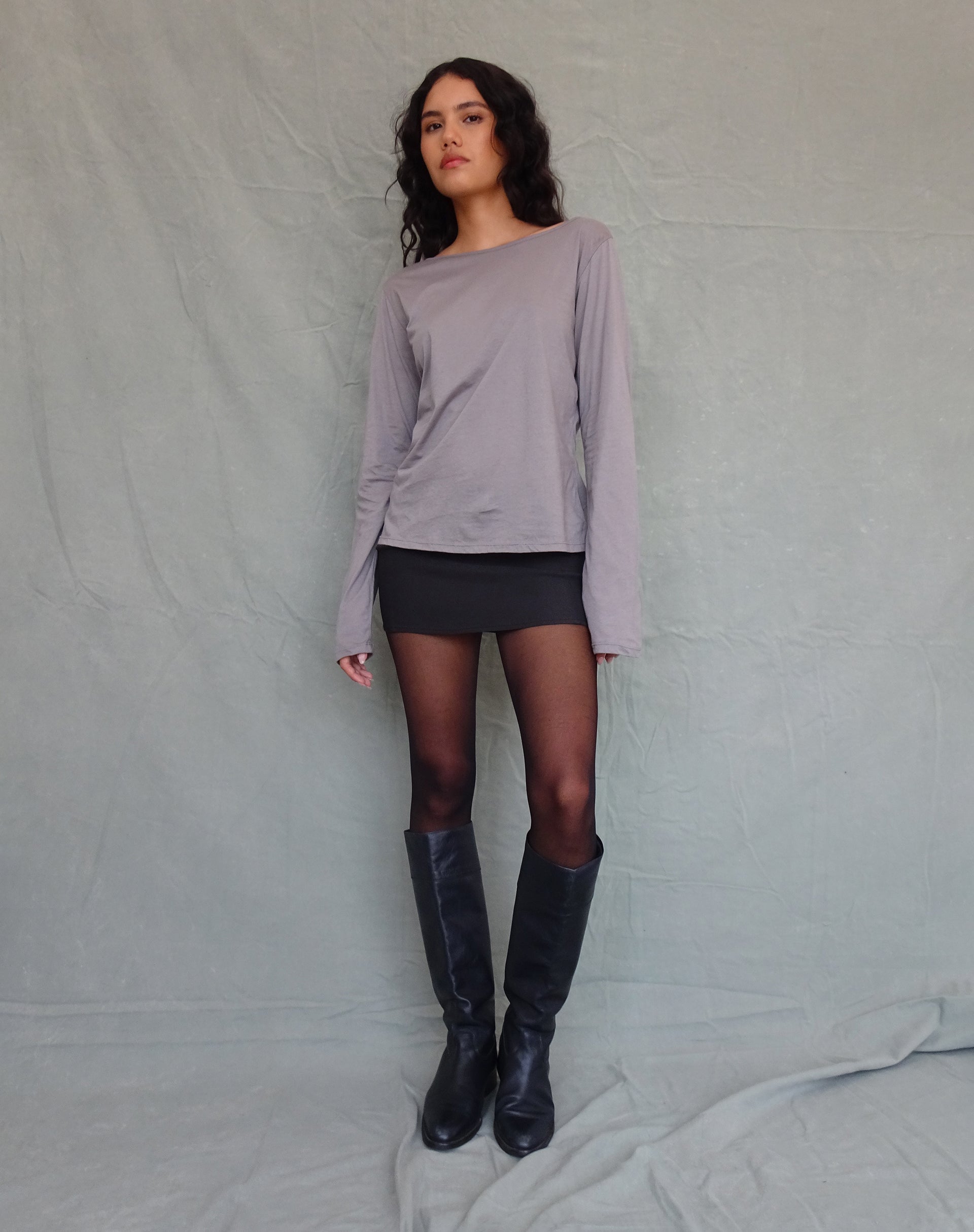 Afbeelding van Damon Baggy Top met lange mouwen in Elephant Grey Tissue Jersey