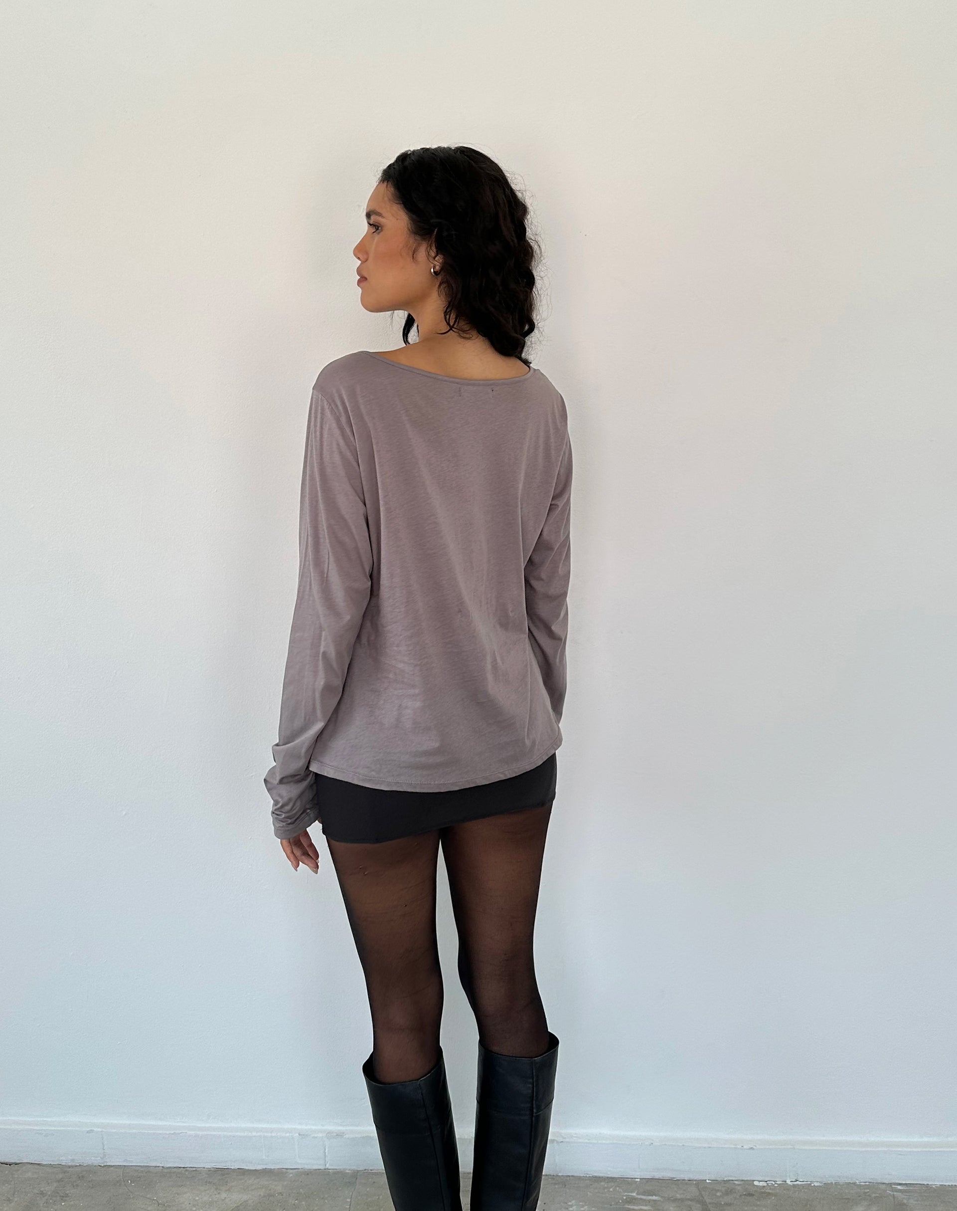 Afbeelding van Damon Baggy Top met lange mouwen in Elephant Grey Tissue Jersey