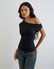 Afbeelding van Danama One Shoulder Top in Jersey Black