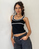 Afbeelding van Darcie Pointelle Top in zwart met witte tip