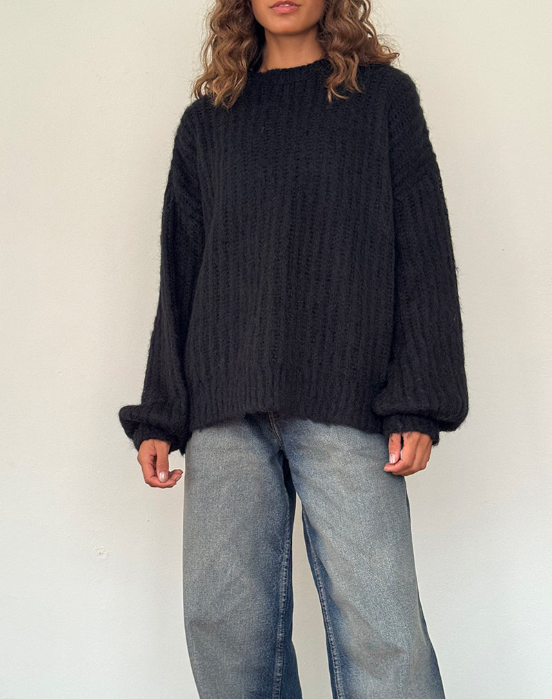 Afbeelding van Daren gebreide oversized trui in zwart