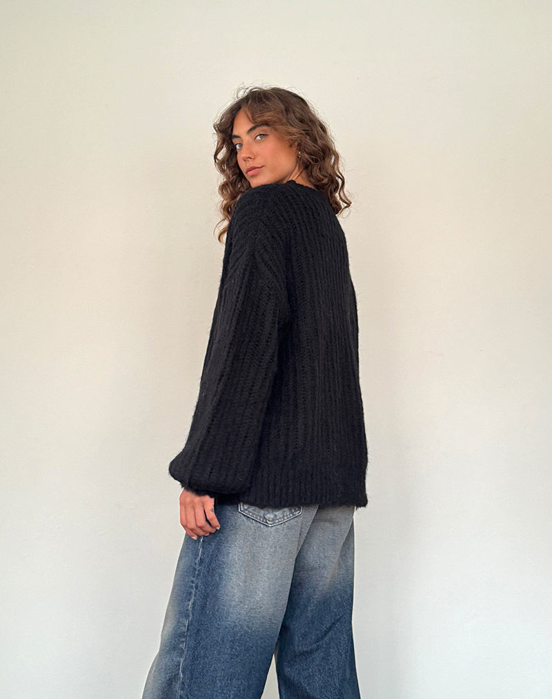 Afbeelding van Daren gebreide oversized trui in zwart