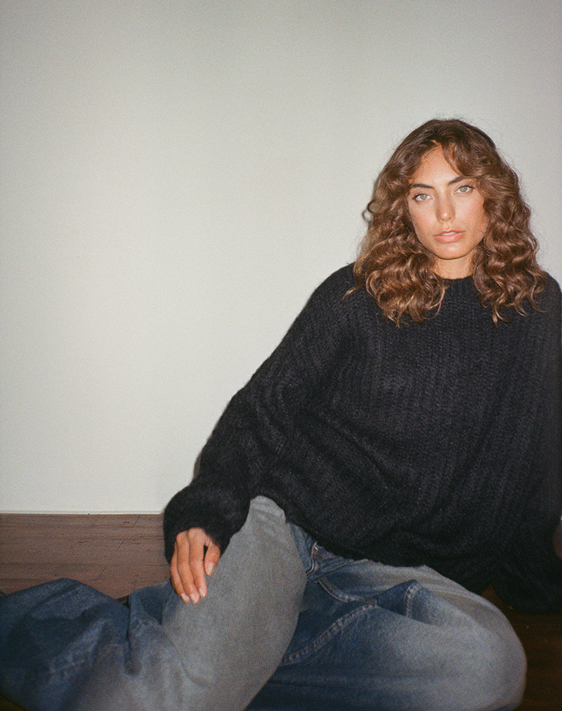 Afbeelding van Daren gebreide oversized trui in zwart