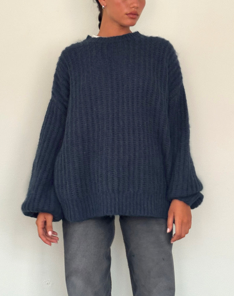 Daren Oversized Gebreide Trui in Navy