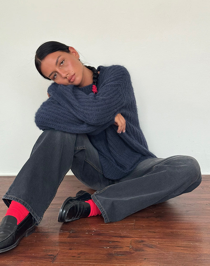 Daren Oversized Gebreide Trui in Navy