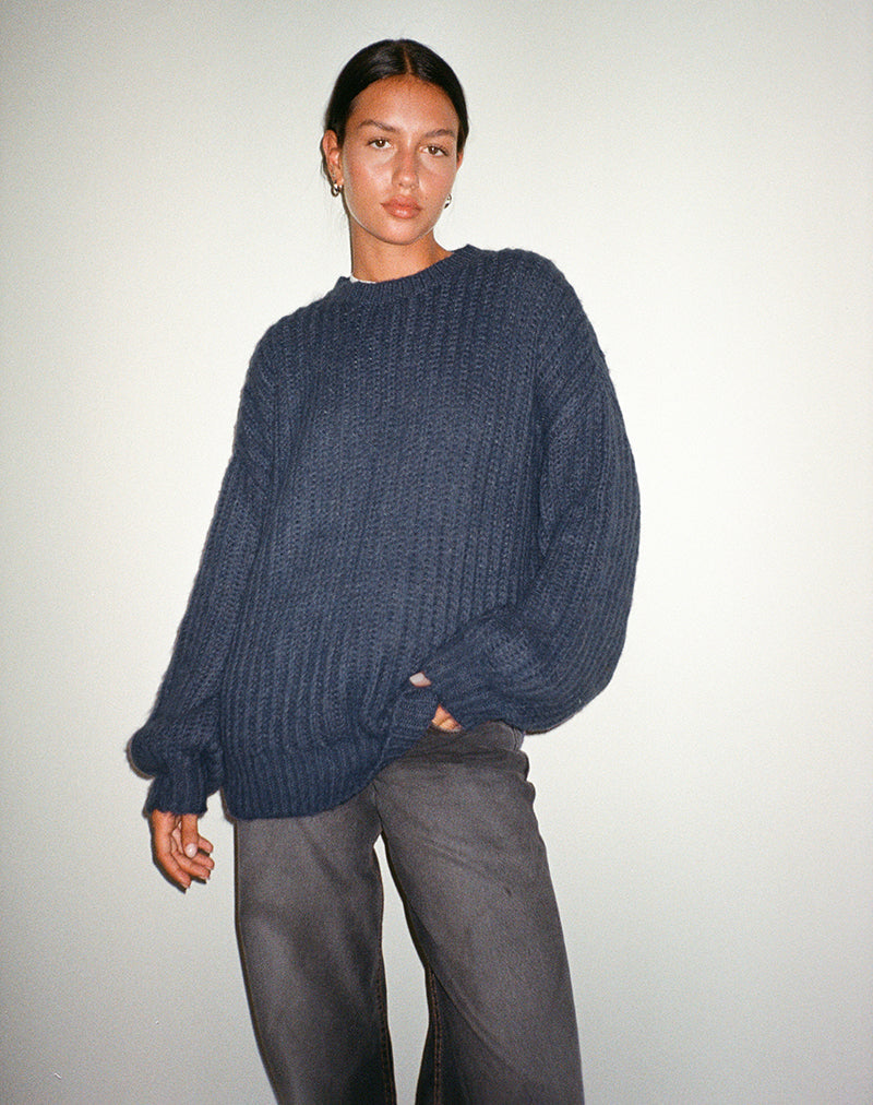 Afbeelding van Daren Oversized Gebreide Trui in Navy