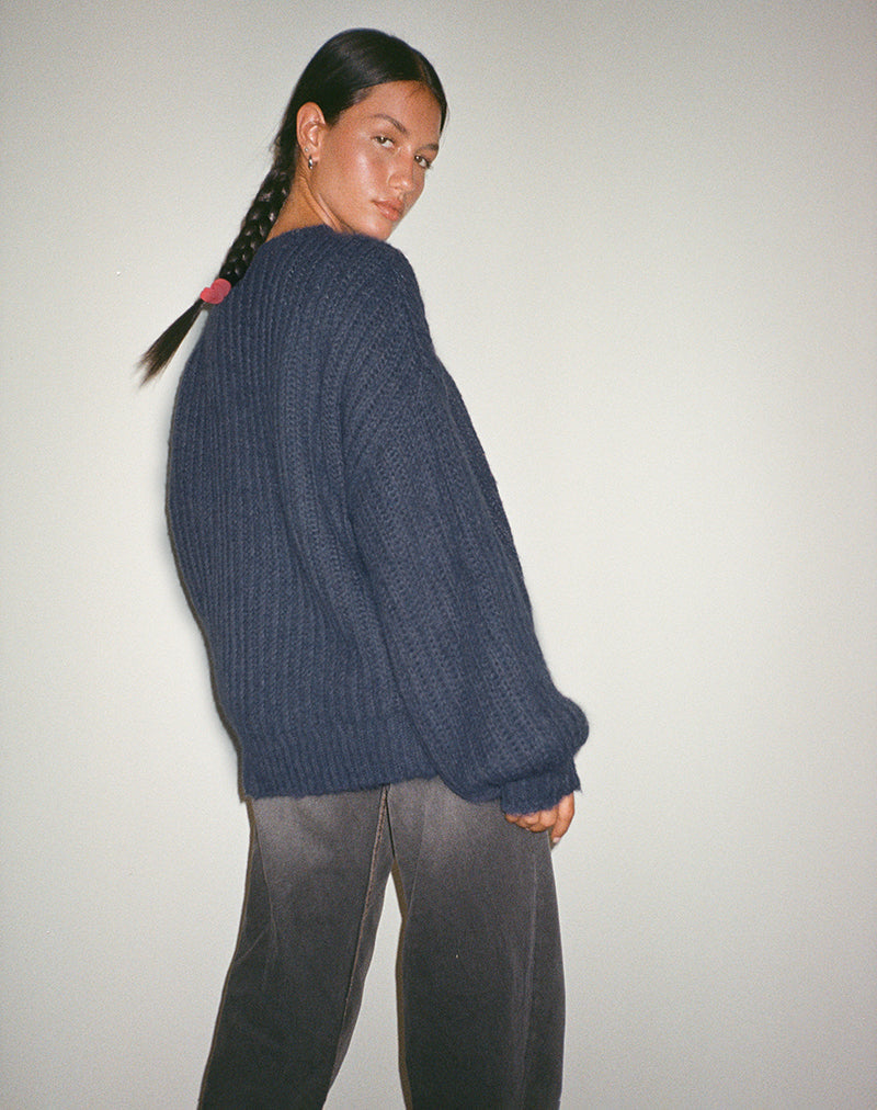 Afbeelding van Daren Oversized Gebreide Trui in Navy