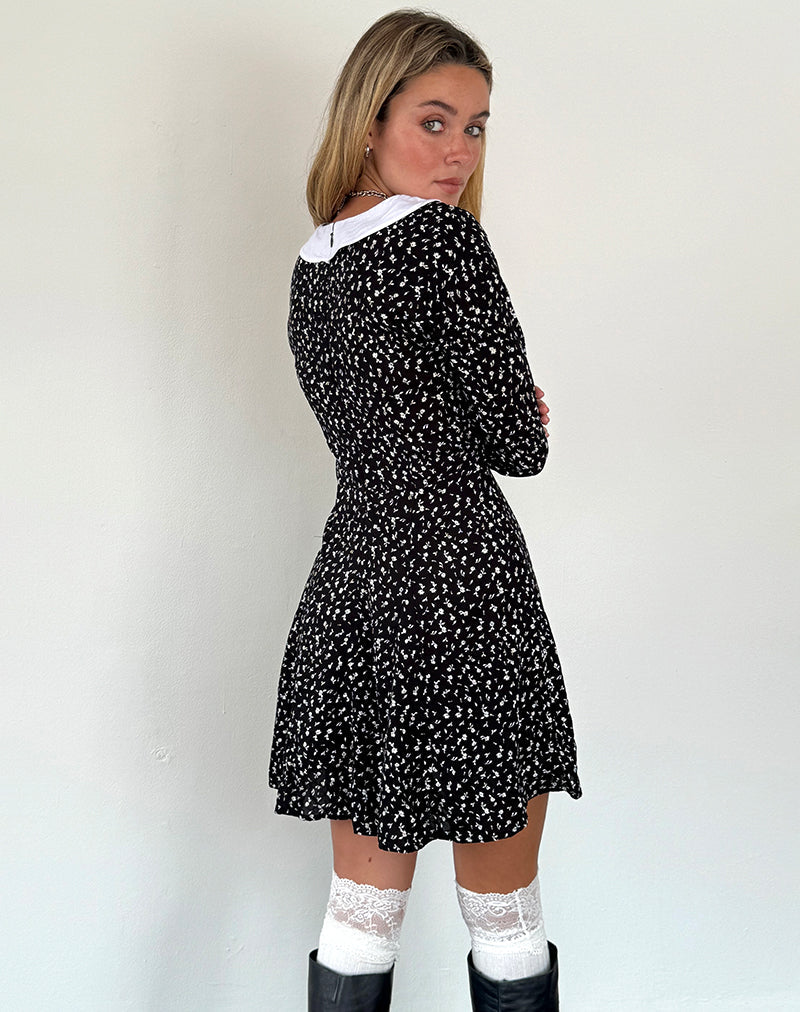 Afbeelding van Darira Mini jurk met lange mouwen in Ditsy Romance Zwart