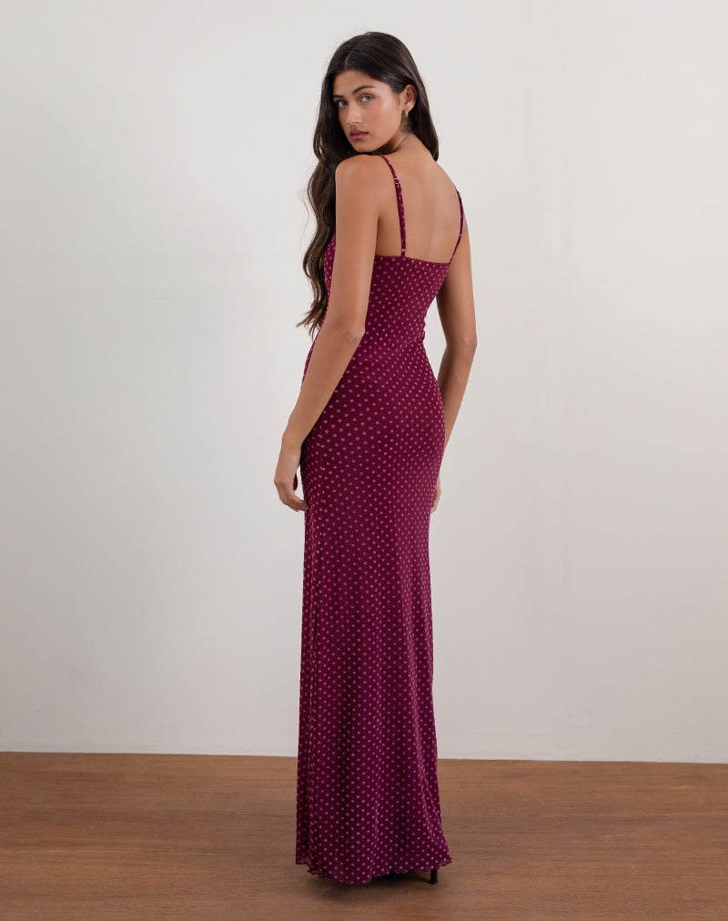 Afbeelding van Darsih Maxi Dress in Basic Polka Flock Berry