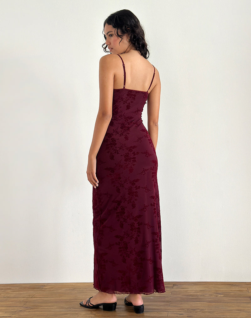 Afbeelding van Darsih Maxi Dress in Botanical Flower Maroon