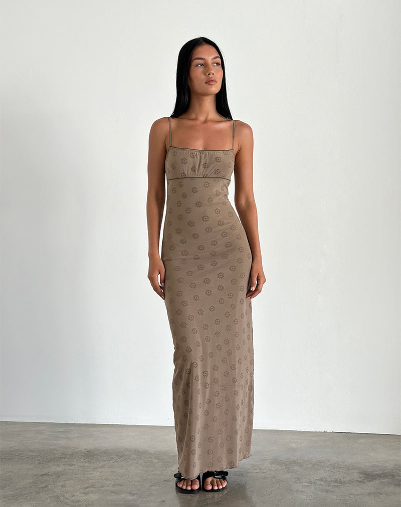 Darsih Maxi Dress in Daisy Flock Lichtbruin