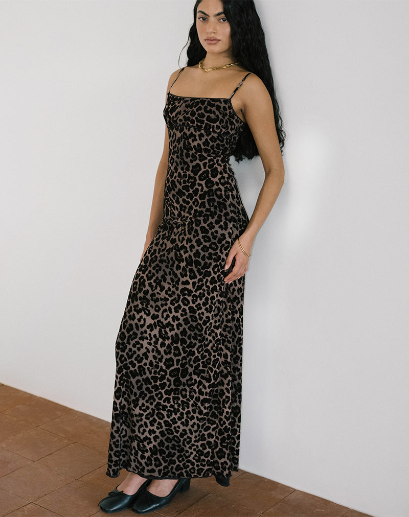 Afbeelding van Darsih Maxi Dress in Gevlokt Rar Luipaard