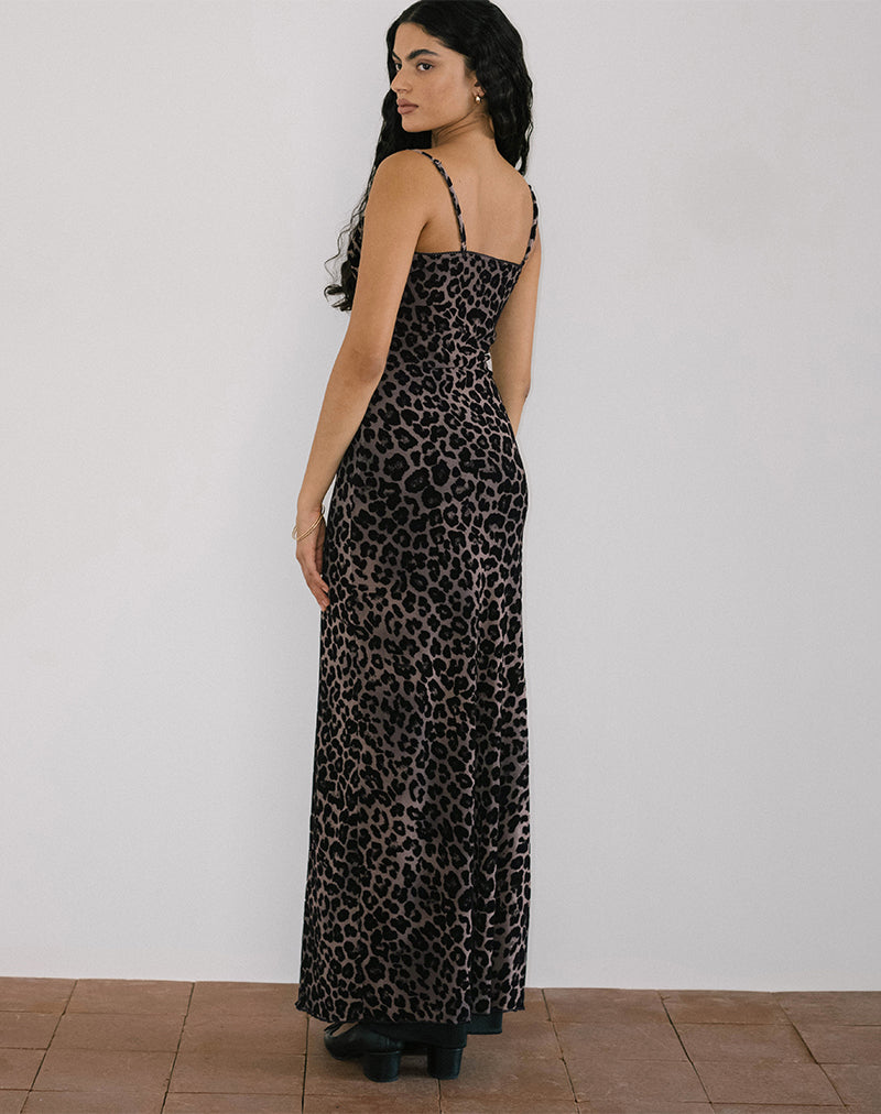 Afbeelding van Darsih Maxi Dress in Gevlokt Rar Luipaard