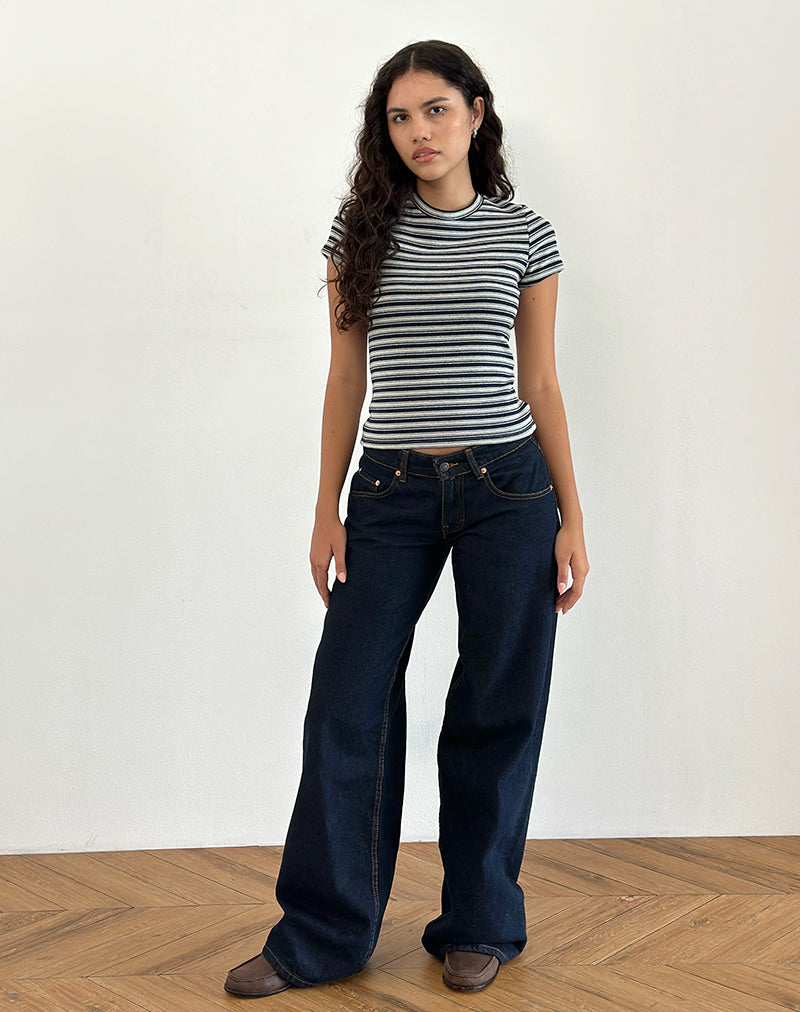 Afbeelding van Dartis Top in grijs en marine jersey streep