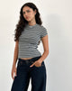 Afbeelding van Dartis Top in grijs en marine jersey streep