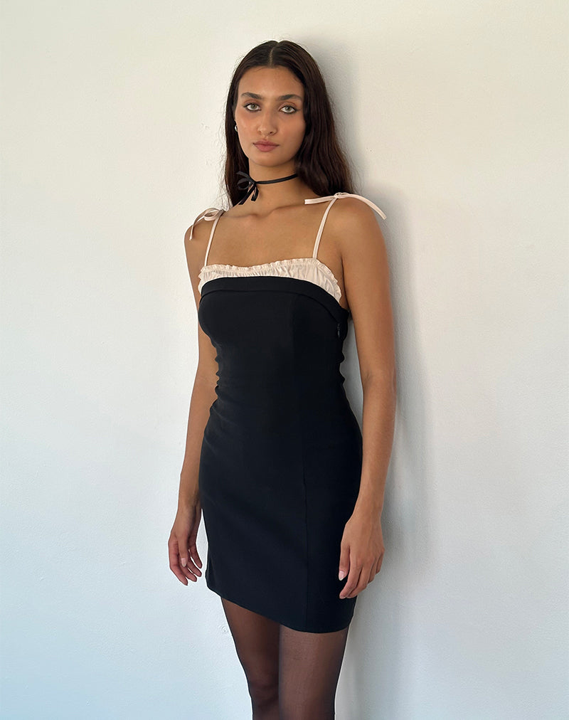 Daruka Mini Jurk in Satijn Zwart