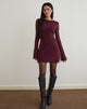 Afbeelding van Dasa Lange Mouw Mini Jurk in Flock Mini Luipaard Plum