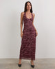 Afbeelding van Datari Maxi Dress in Mesh Tonal Paisley Plum
