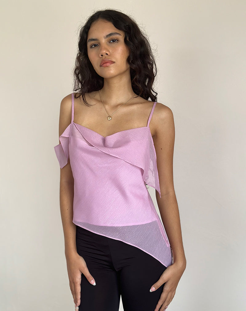 Davila Chiffon Top in Roze Glinstering