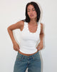 Afbeelding van Dax Eyelet Ribbed Vest Top in Wit
