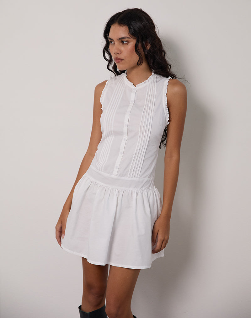 Afbeelding van Dayara Mini Dress in Popeline Wit