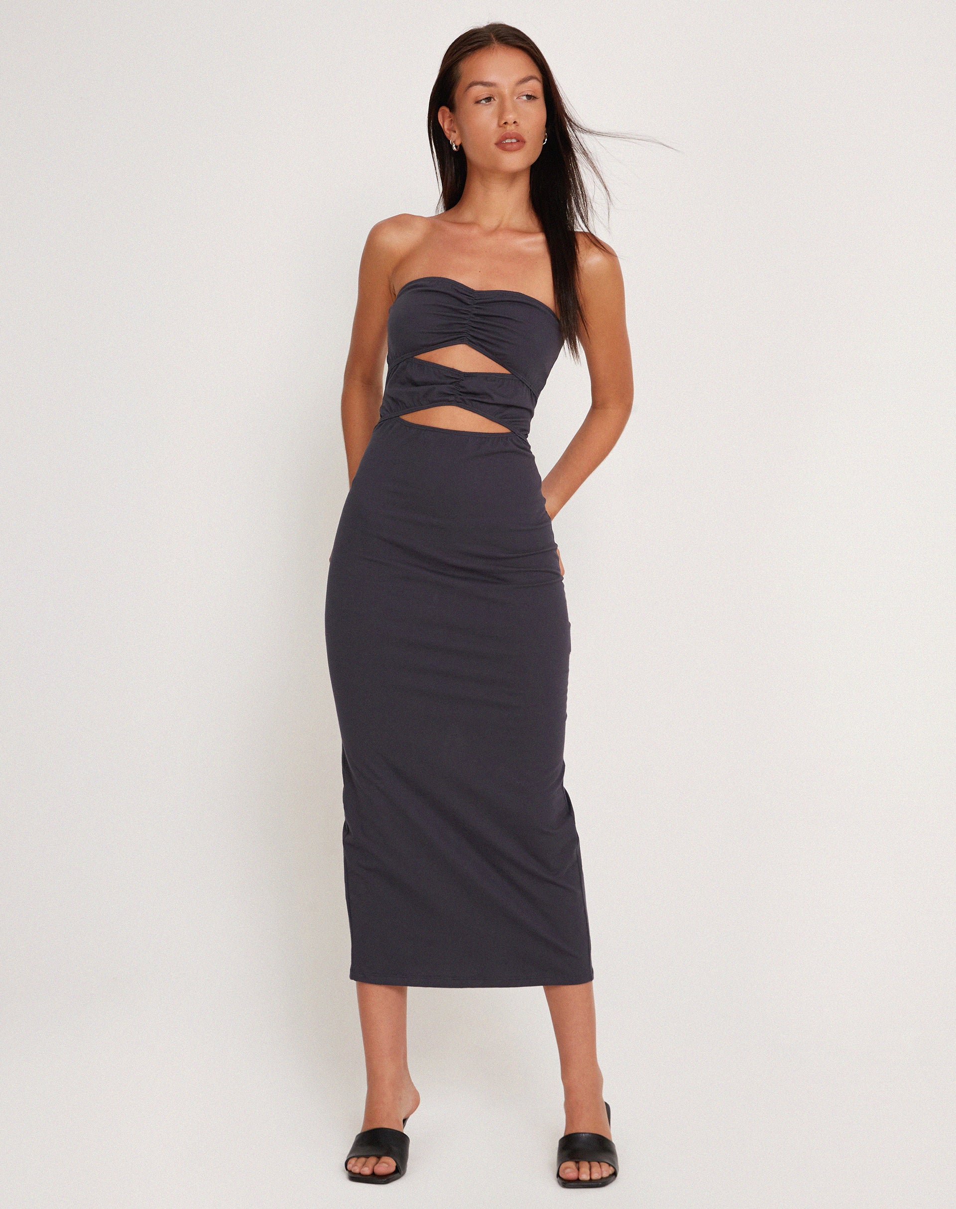 Afbeelding van Dayuna Bandeau Midi Dress in Ocean Storm