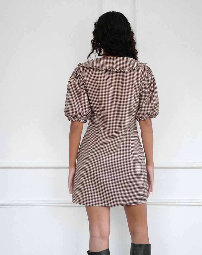Afbeelding van Deja Jurk in Mini Gingham Bruin