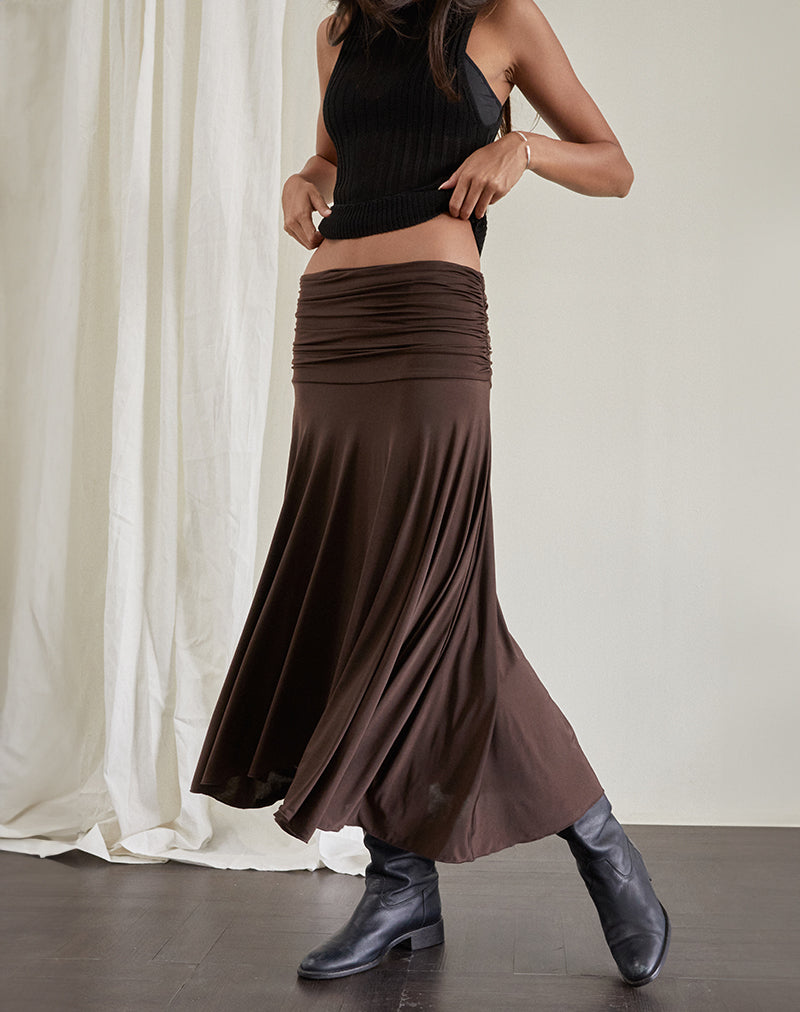 Delta Midi rok in Slinky Chocolade
